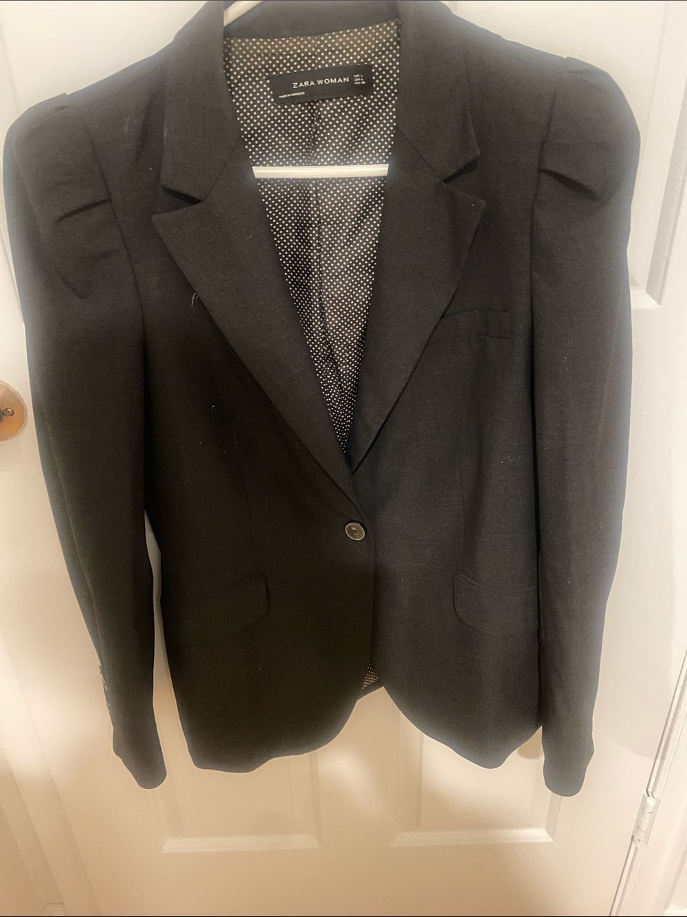 Zara Woman Gray Single-Button Tailored Blazer